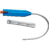 flexible medical catheter with blue handle and graduated measurement strip