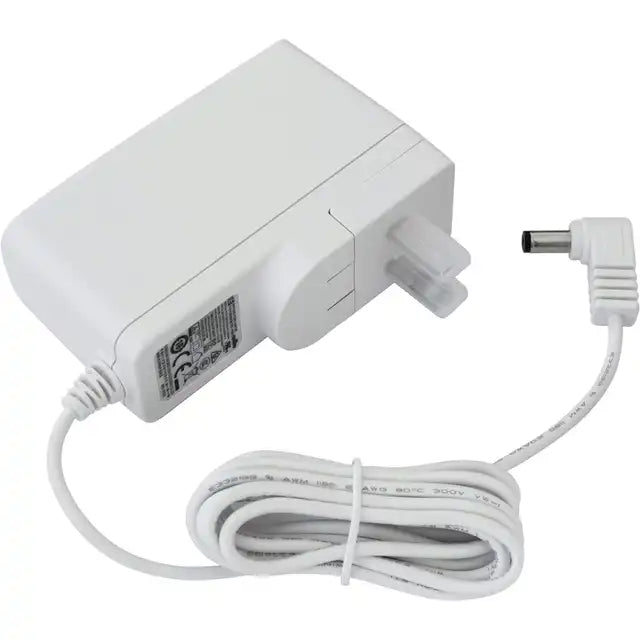 White medical device power adapter with cord and European plug