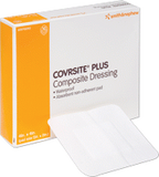 COVRSITE Plus composite dressing box with absorbent non-adherent pad visible