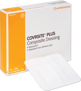 COVRSITE Plus composite dressing box with absorbent non-adherent pad visible