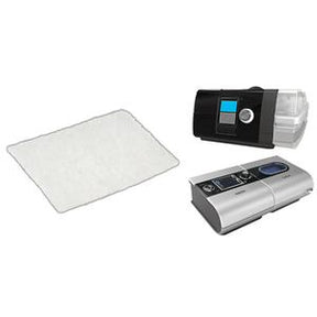 CPAP machine filter pad with two CPAP devices for sleep apnea therapy