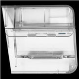 Transparent CPAP water chamber humidifier replacement part on black background