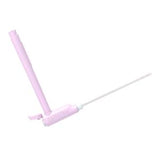 Pink medical supply insertion device with elongated handle and sterile applicator on white background