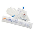 GentleCath catheter kit with gloves, collection bag, and lubricant for medical use