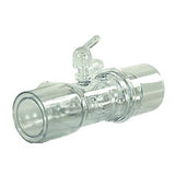 Clear plastic medical connector with side port for respiratory tubing