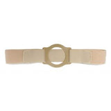 Beige elastic ostomy belt with round plastic support ring for medical use