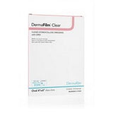 DermaFilm Clear hydrocolloid dressing box for wound care, white packaging