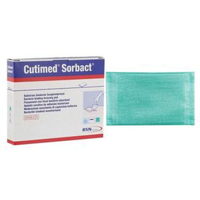 Cutimed Sorbact wound dressing with packaging, antibacterial medical bandage for home care