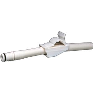 White medical tube with clamp for home care and medical supply delivery
