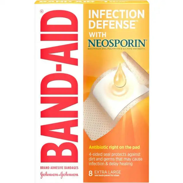 Band-Aid Infection Defense with Neosporin extra large adhesive bandages box
