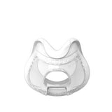 Clear silicone CPAP nasal cushion on white background, replacement sleep apnea mask part