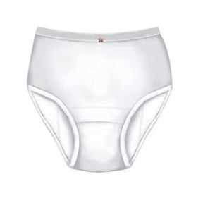 White adult incontinence brief with high waistband for medical use