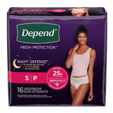 Depend Night Defense Fresh Protection underwear for women, small/medium, 16 count pack