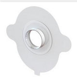 Round medical adhesive barrier with central stoma opening for ostomy care