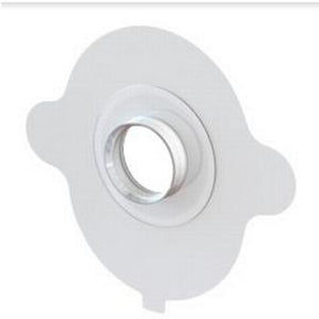 Round medical adhesive barrier with central stoma opening for ostomy care