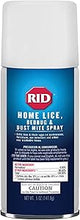 RID home lice, bedbug, and dust mite spray aerosol can with blue label