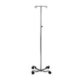 Adjustable stainless steel IV pole with four wheels for medical use