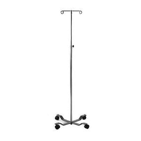 Adjustable stainless steel IV pole with four wheels for medical use