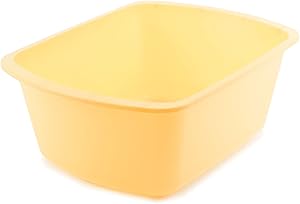 Yellow rectangular plastic wash basin for home medical or utility use