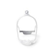 CPAP nasal mask frame for sleep apnea therapy, white silicone, front view on white background
