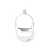 CPAP nasal mask frame for sleep apnea therapy, white silicone, front view on white background
