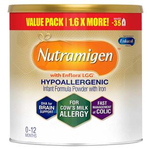 Nutramigen hypoallergenic infant formula powder with iron, value pack for cow’s milk allergy, 0-12 months