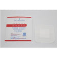 Sterile bordered gauze sponge and package for wound care on a white background