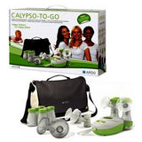 Double electric breast pump kit with tote bag, bottles, and accessories on white background