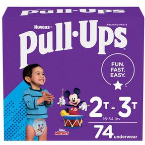 Huggies Pull-Ups training pants box for toddlers, size 2T-3T, with Mickey Mouse design