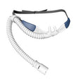 Nasal CPAP mask with headgear and flexible tubing for sleep apnea therapy