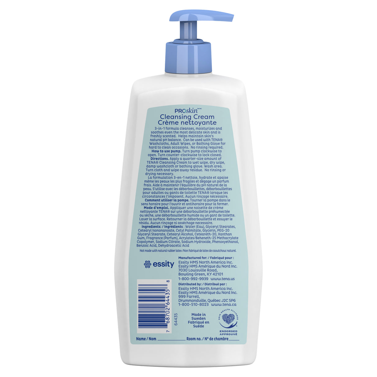 TENA ProSkin Cleansing Cream Rinse-Free Body Wash, Scented, 33.8 fl. oz. Pump Bottle