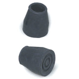 Black rubber cane tips for mobility aids, shown on white background