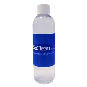 Clear plastic bottle with blue label, used for essential medical supply cleaning.