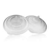 Clear round medical supply filters with nozzle, on white background, for home healthcare