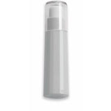 White plastic pump bottle for medical or personal care supplies on white background