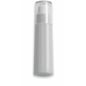 White plastic pump bottle for medical or personal care supplies on white background