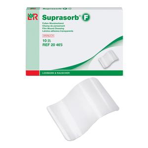 Transparent sterile film wound dressing Suprasorb F box with single bandage displayed