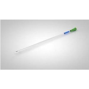 Sterile intermittent catheter with green and blue color-coded funnel for home medical use