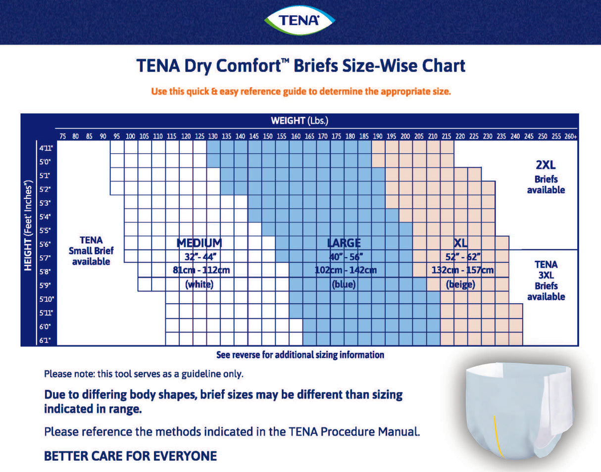 TENA Dry Comfort Incontinence Briefs, Moderate Absorbency, Unisex, Medium