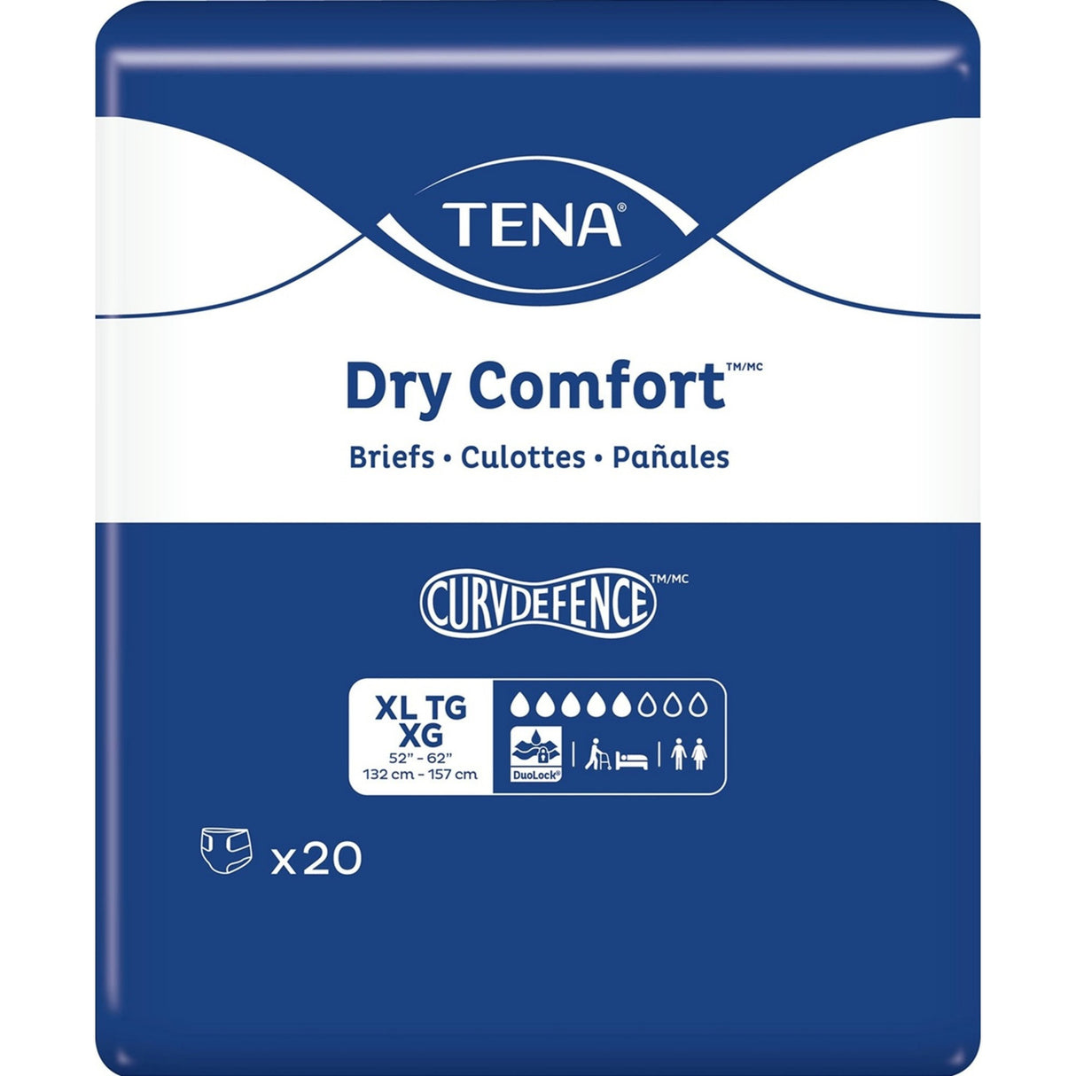 Tena Dry Comfort Briefs, Large, 40" - 56"