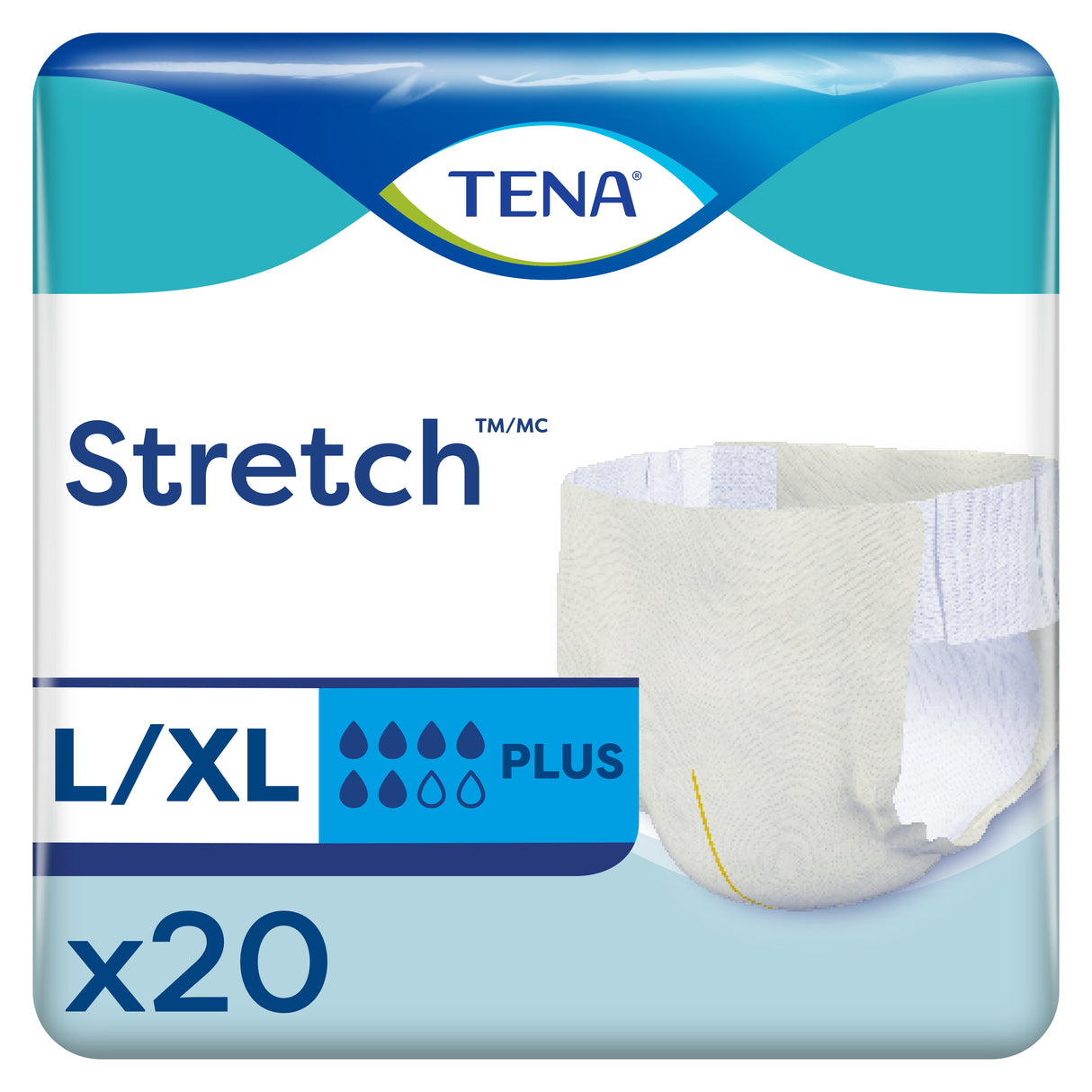 TENA Stretch Plus Incontinence Brief, Moderate Absorbency, Unisex, Large/X-Large