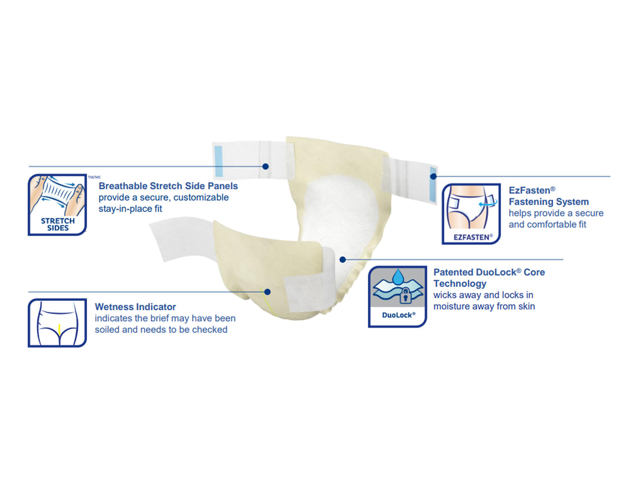 TENA Stretch Plus Incontinence Brief, Moderate Absorbency, Unisex, Large/X-Large