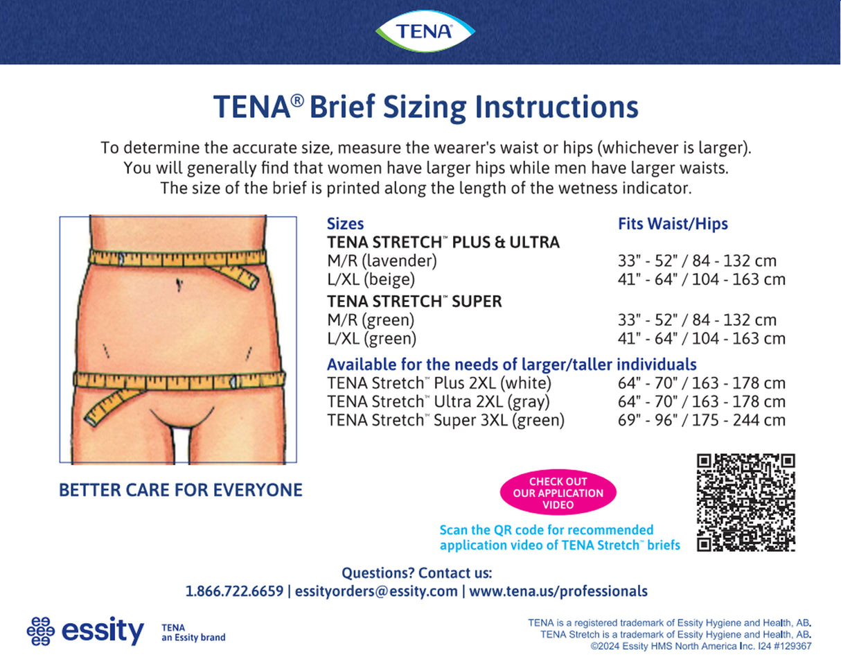 TENA Stretch Plus Incontinence Brief, Moderate Absorbency, Unisex, Large/X-Large