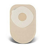 Beige ostomy pouch with round adhesive barrier for medical supply home delivery