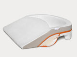White wedge pillow cover with orange zipper for medical support cushion