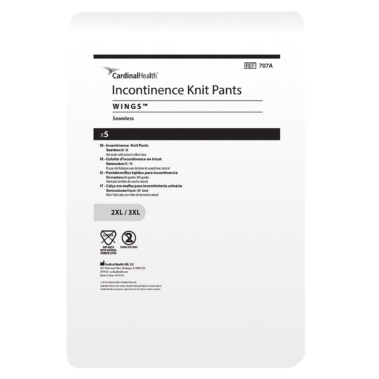 Cardinal Health, Incontinence Knit Pants, Wings, 2x-large/ 3x-large, 45" - 52"
