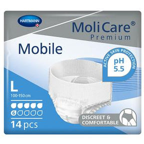 MoliCare Premium Mobile adult incontinence underwear, size L, 14 pack, discreet and comfortable