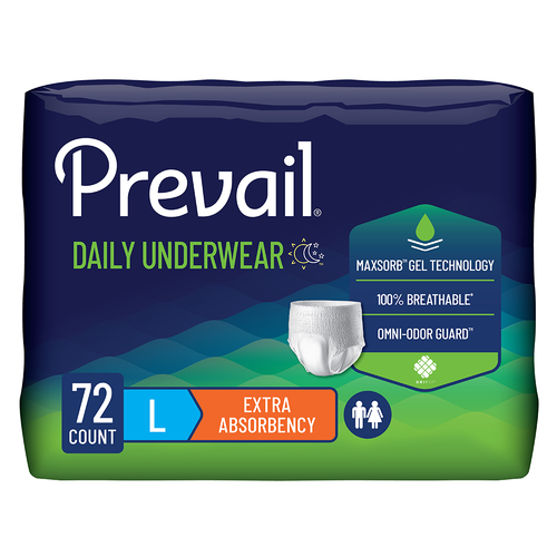 Prevail Incontinence Underwear for Men & Women, Extra Absorbency, Large