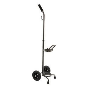 Portable oxygen tank cart with large wheels and handle for medical supply transport