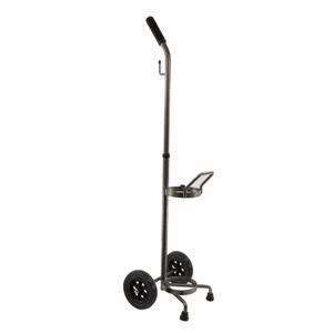 Portable oxygen tank cart with large wheels and handle for medical supply transport